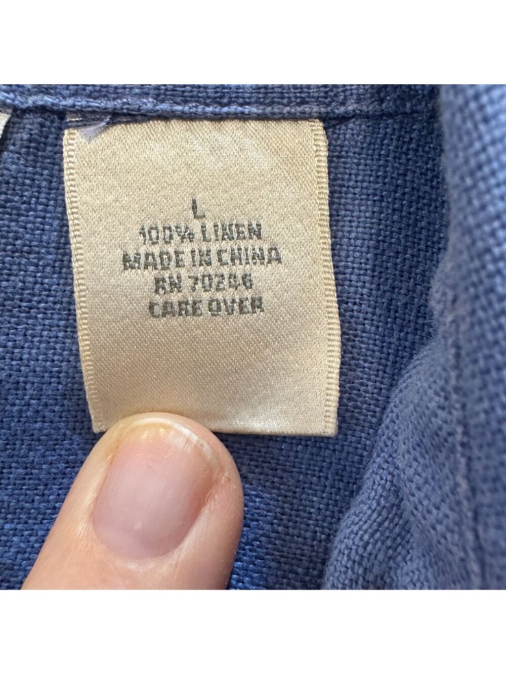 Studio Works 100% Linen Women's Blue Shirt L Long Sleeve Shell Buttons Artsy - Picture 4 of 10